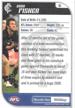 2006 Select Herald Sun AFL #35 Brad Fisher Back